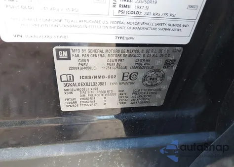 2018 GMC Terrain Denali из США, поврежденный, VIN 3GKALXEX8JL339981